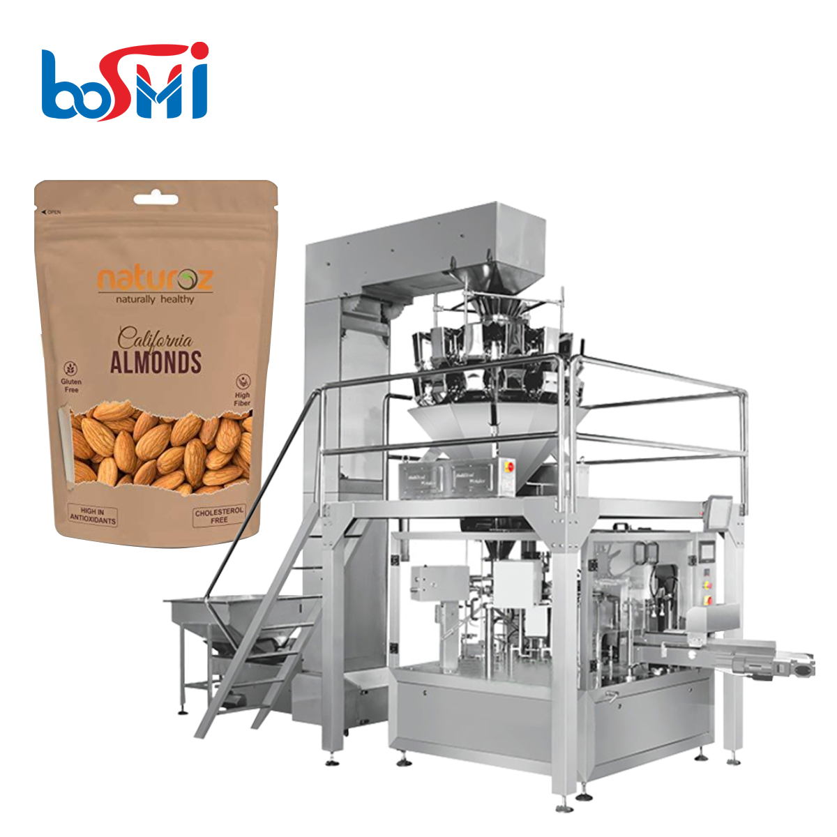 Automatic almond pouch packing